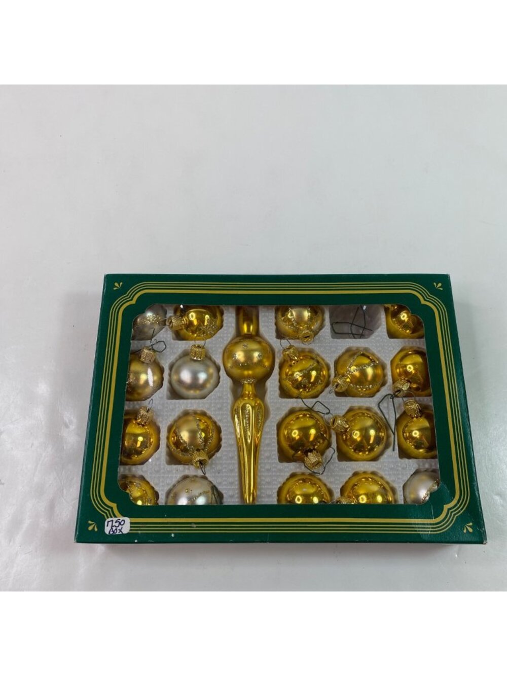 Vintage Gold Silver Glass Christmas Tree Ornaments Set Of 19 Balls 1 Topper